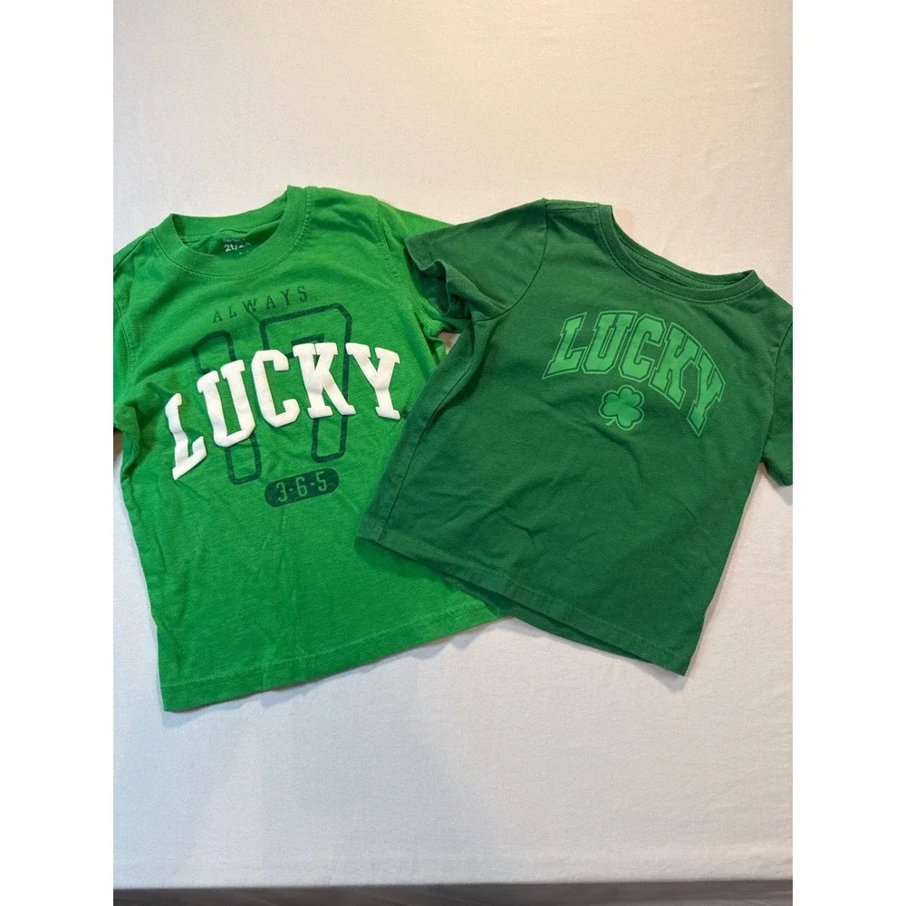 Carter's, Way to Celebrate Boys 2T St Patricks Day Lucky Shirts Green Bundle 2pc